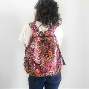 Vera Bradley quilted paisley backpack.